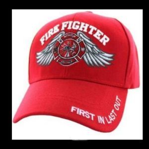 Firefighter Baseball Cap Fireman Flames Fire Hotshot Hero NEW Red Baseball Hat